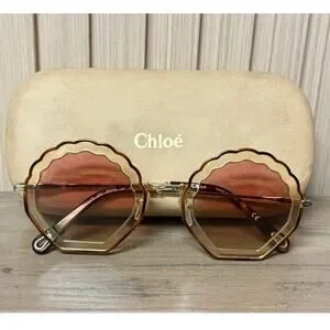 Chloe | Accessories | Chlo Gold Brown Geometric Round  display picture 1